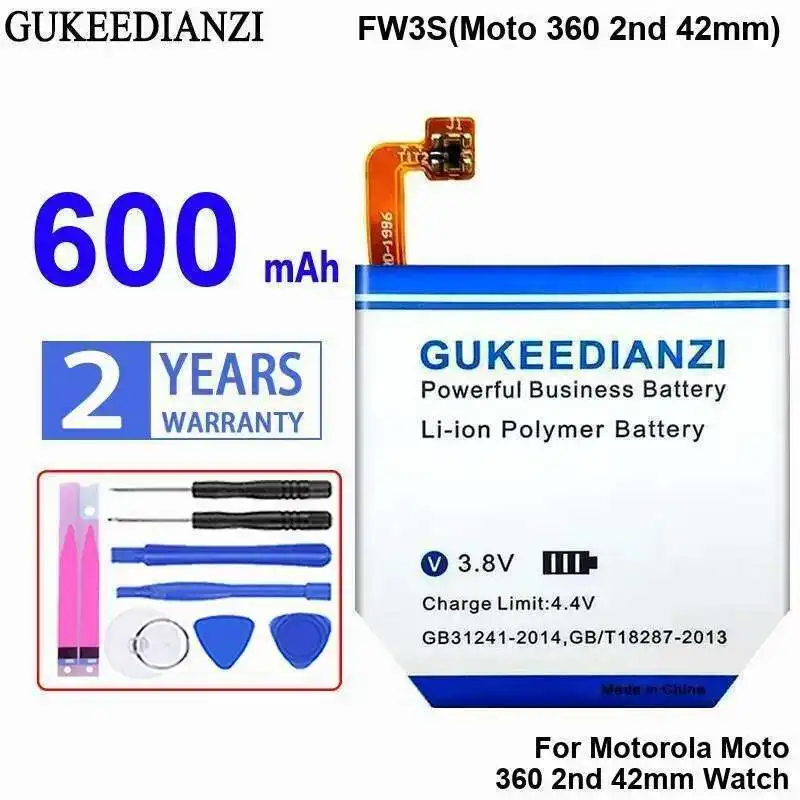 

600mAh Watch Battery High Capacity For Motorola Moto 360 2nd 42mm Watch FW3S Moto