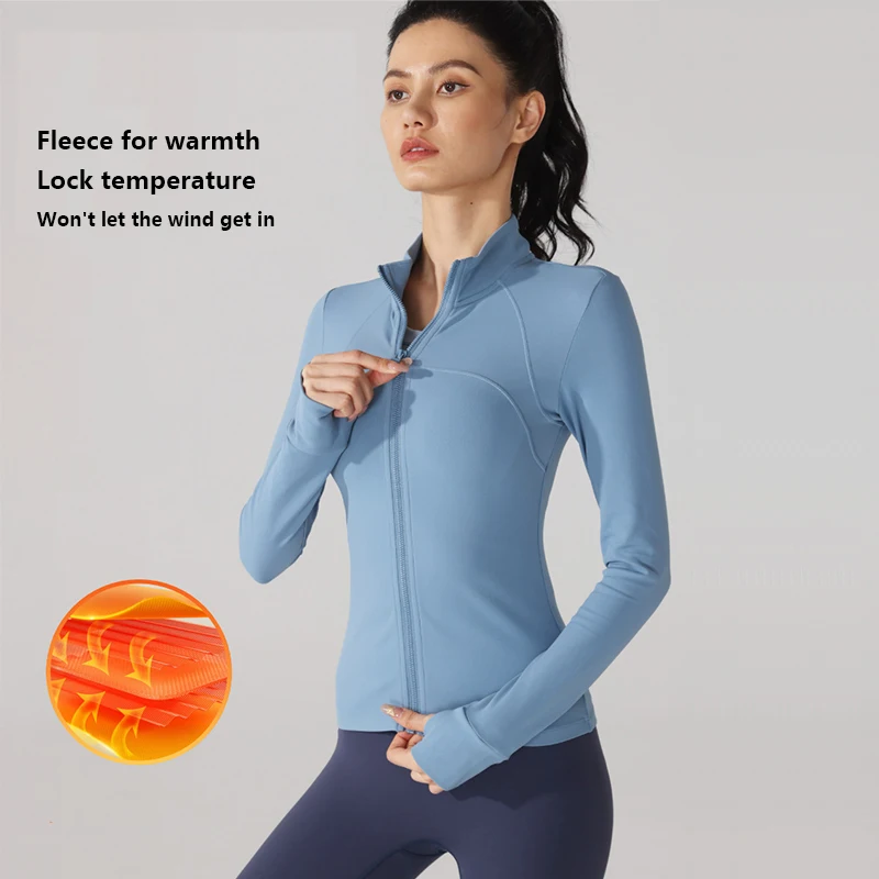 Autumn and winter women's yoga wear, long sleeves, warm and cold-proof running jacket,Sports Windproof Suit, tight gym wear