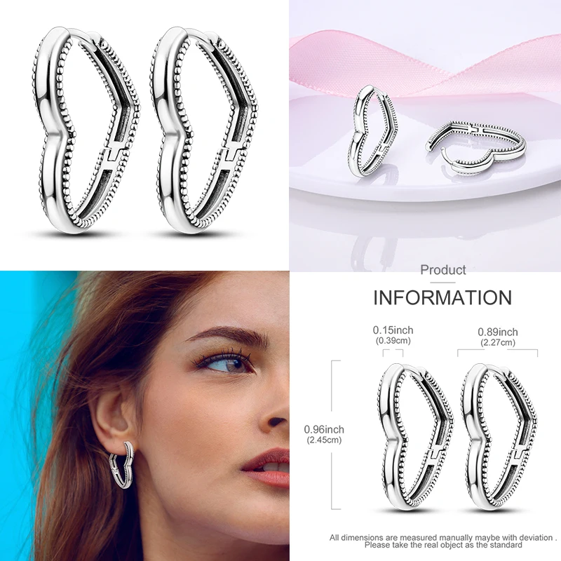 جديد 925 فضة لحظات ساخنة حلية هوب أقراط للنساء العصرية دائرة كبيرة موضة الفضة أقراط صنع المجوهرات 2025
