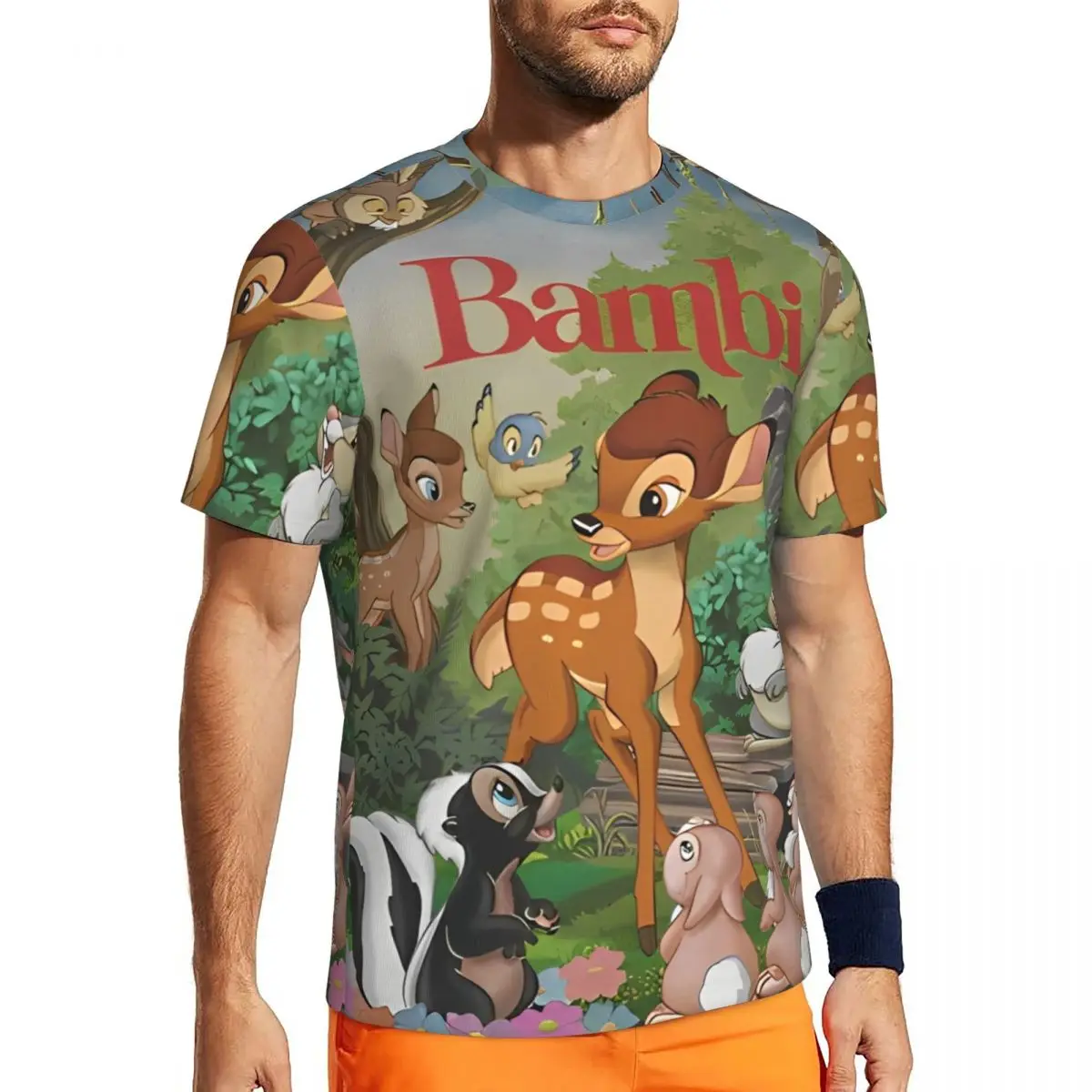 

Sportswear T-Shirt For Man Bambi Cartoon T Shirts Hippie Summer Tees O Neck Y2K Basic Design Clothes Birthday Present
