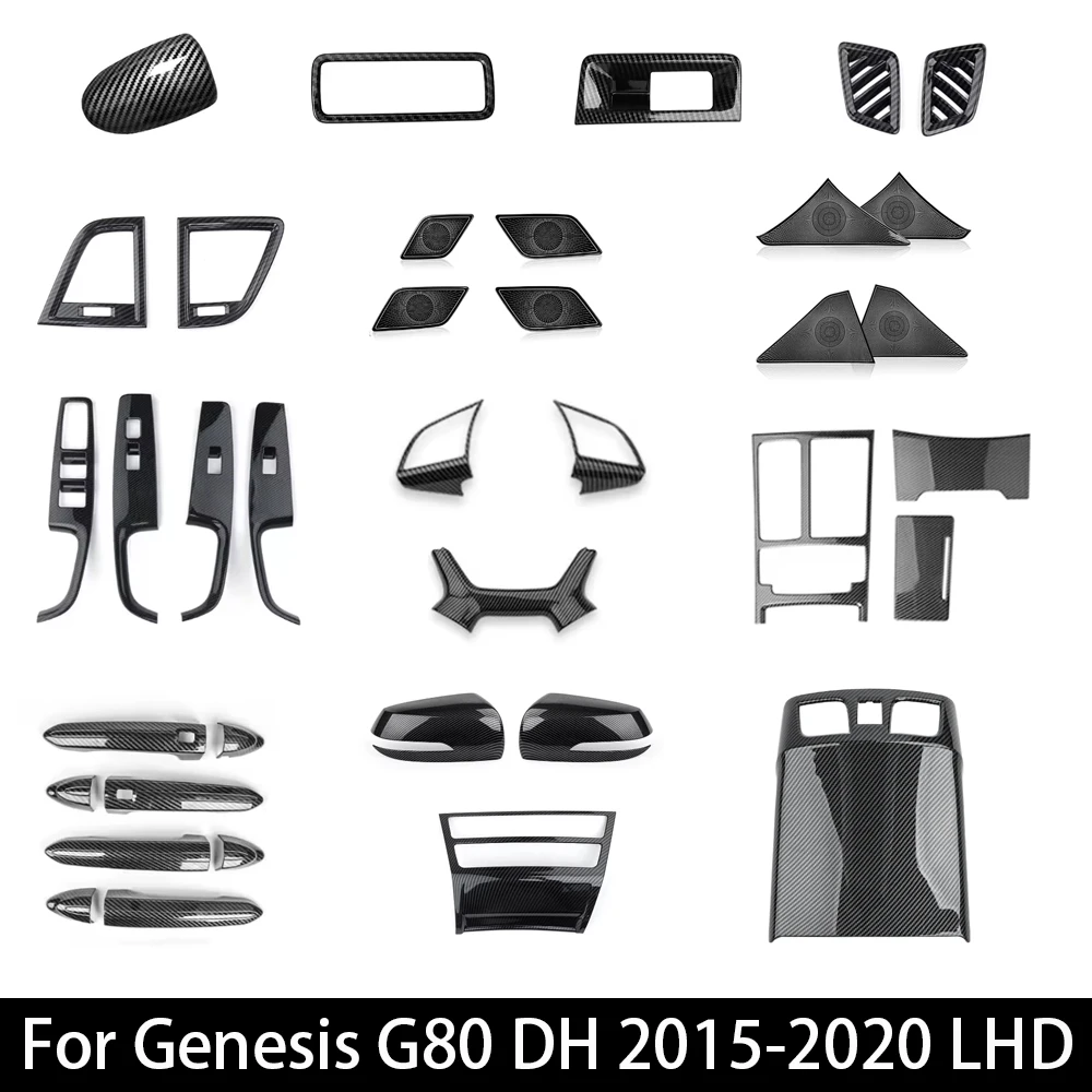 

For Genesis G80 DH 2015-2020 Carbon Fiber ABS Central Console Gear Shift Window Button Air Vent Cover Accessories LHD