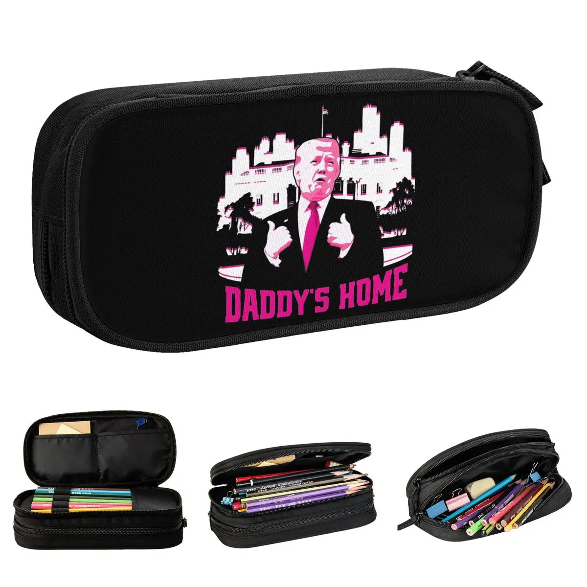 Daddy's Home Trump Pink 2024 Take America Back Pencil Cases Pencilcases Pen for Student Big Bag School Supplies Gifts Stationery