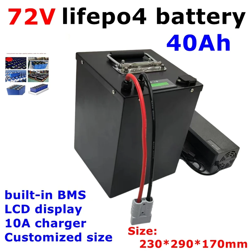 

LT-waterproof lithium 72v 40ah lifepo4 battery BMS 24S for 5000w 3500w bicycle bike scooter Forklift vehicle +5A charger.