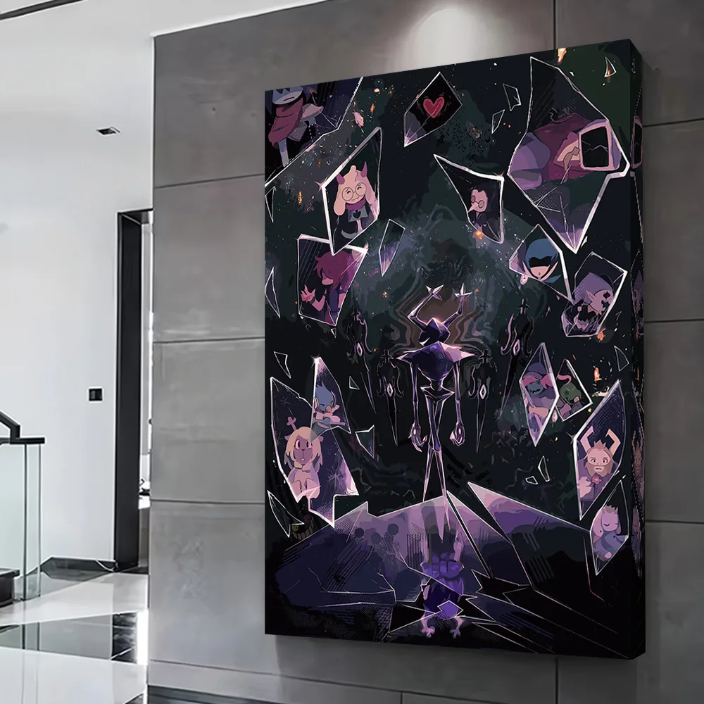 Deltarune Characters in Shattered Glass Poster Customizable Printed Canvas Painting Wall Art Gift for Aesthetic Decoration Room