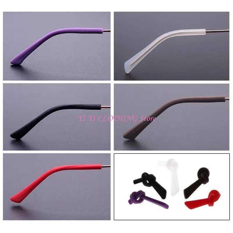 N5KF Practical Silicone AntiSlip Eyeglass Leg Grip Glasses Temple Tip Sleeves for Secure Glasses Sport Activity Essential