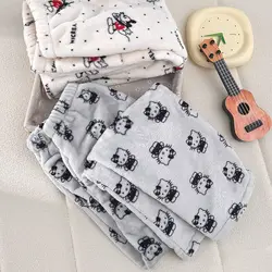 Hello Kitty Flannel Thick Sleeping Pants Cute Cartoon Pattern Trendy Plush Pajama Pants Autumn Winter Loose Versatile Home Pants