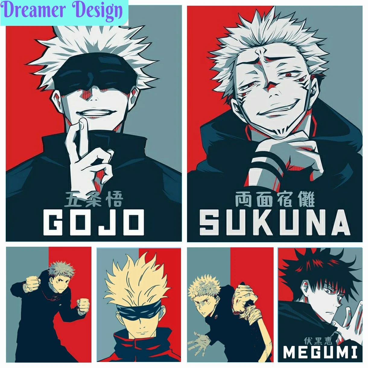 Japanese Anime Jujutsu Kaisen Gojo Satoru Megumi Sukuna Diamond Painting  5D DIY Art Mosaic Embroidery Cross Stitch Pattern Wall