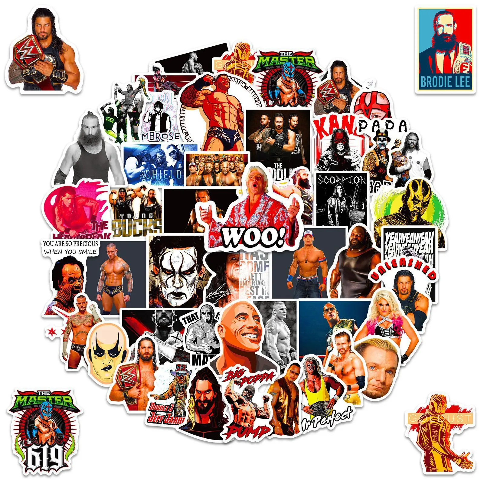 10/50 قطعة ملصقات الكتابة على الجدران المصارعة القتال الكرتون WWE ملصقات مضحك القتال الشارات الأمتعة المحمول الغيتار سيارة دراجة سكيت