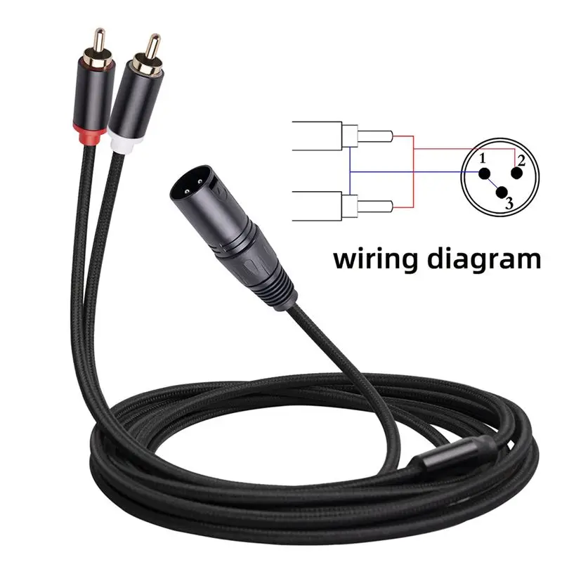 B04B-2X XLR To Dual RCA Audio Cable A1 XLR Male 3 Pin To Dual RCA Male Plug Audio Cable Amplifier Mixing Plug AV Cable 2M