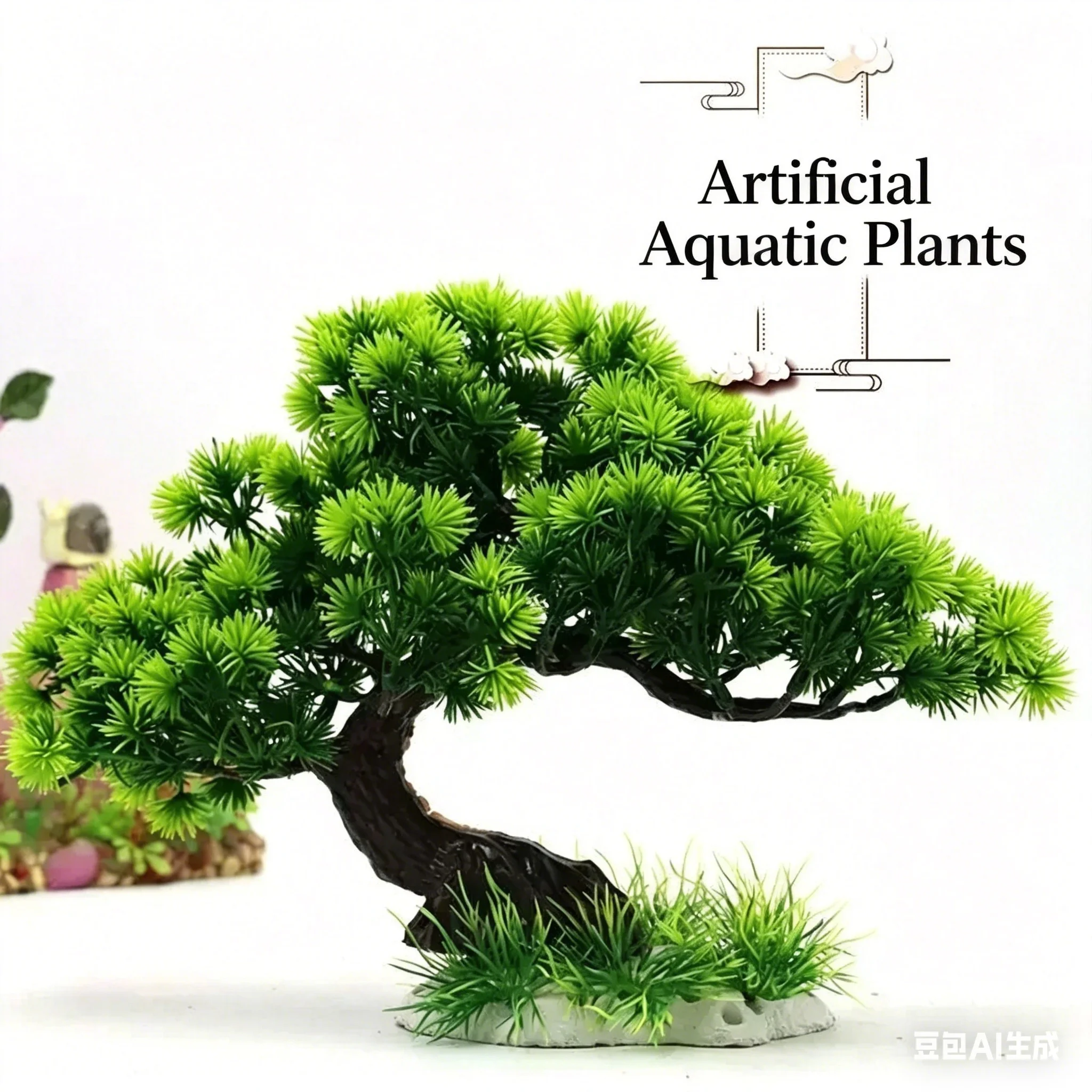 Planted Aquarium With Rocks - Plastic Water Plants Aquarium Ornaments Simulation
