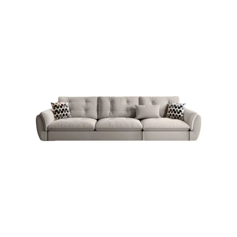 

Hot Sales Italian Modern Simple Style Cream Clouds Cloth Three-Seat Fabric Sofa Upholstered Sponge Wood Bed For Living Room