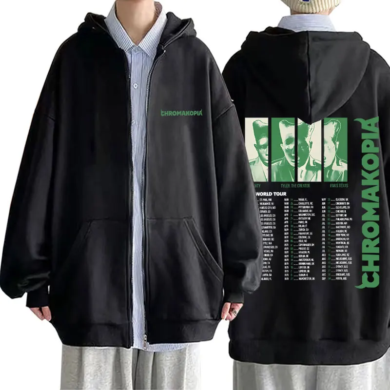 

Rapper Tyler The Creator Chromakopia The World Tour Graphic Zipper Hoodie Men Women Fashion Hip Hop Oversized Zip Up Jacket Coat