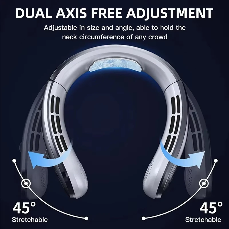 ميديا 8000 مللي أمبير المحمولة معلقة الرقبة مروحة الخالية من الشفرة الرقبة مروحة شاشة ديجيتال قوة مبرد الهواء USB مروحة كهربائية قابلة للشحن