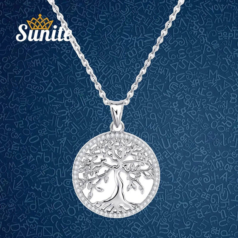 

Sunite Moissanite Diamond Tree of Life Necklace Pendant For Women Men 925 Sterling Silver Engagement Fine Jewelry Forever Love