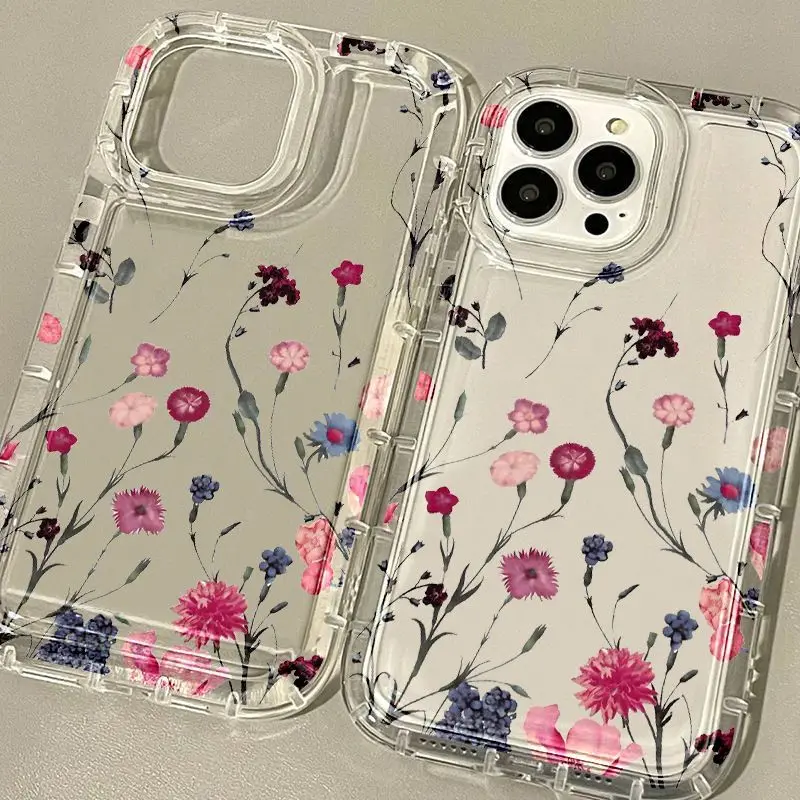 A54 5G Flower Case for Samsung A53 A52S A13 A14 A33 A32 A73 A34 A23 S24 S23 Ultra S22 Plus S21 S20 FE Airbags Clear Covers