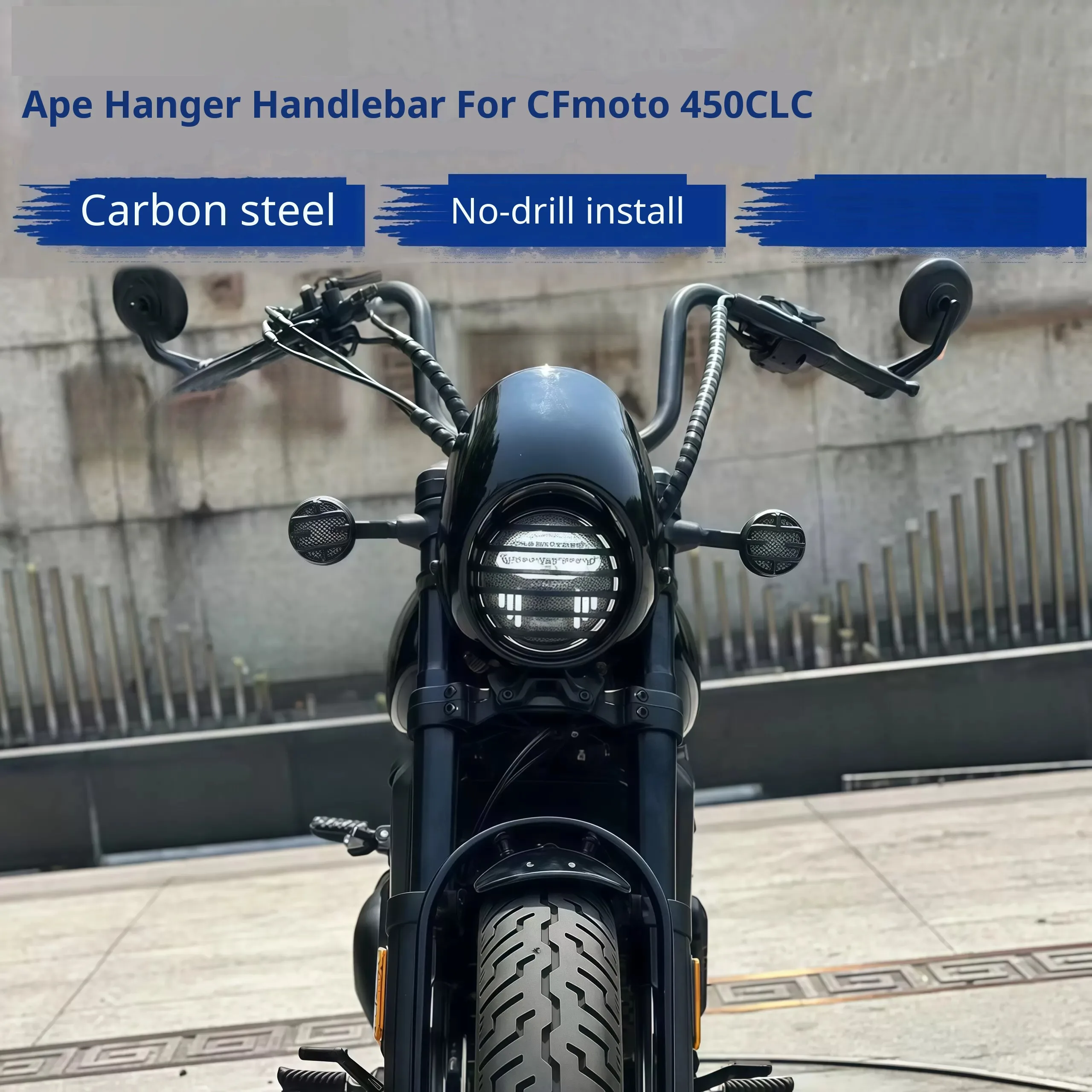 For CFmoto CLC450 CLC250 Modified Retro Ape Hanger, High Riser Handlebar Upgrade Manillar moto Manubrio moto