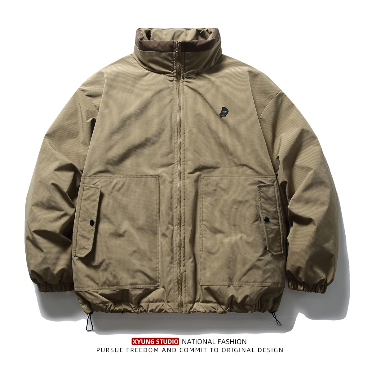 

Men's Thiened Warm Stand Collar Cotton Jaet Winter New Sle Outdoor Loose Fit Workwear American Casual Sle Coat