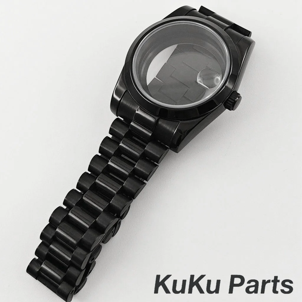 NH35 PVD الأسود 36 مللي متر/40 مللي متر الرئاسية سوار الياقوت ساعة كريستال الحال بالنسبة NH34 NH35 NH36 NH38 NH70 PT5000 ETA2824 حركة