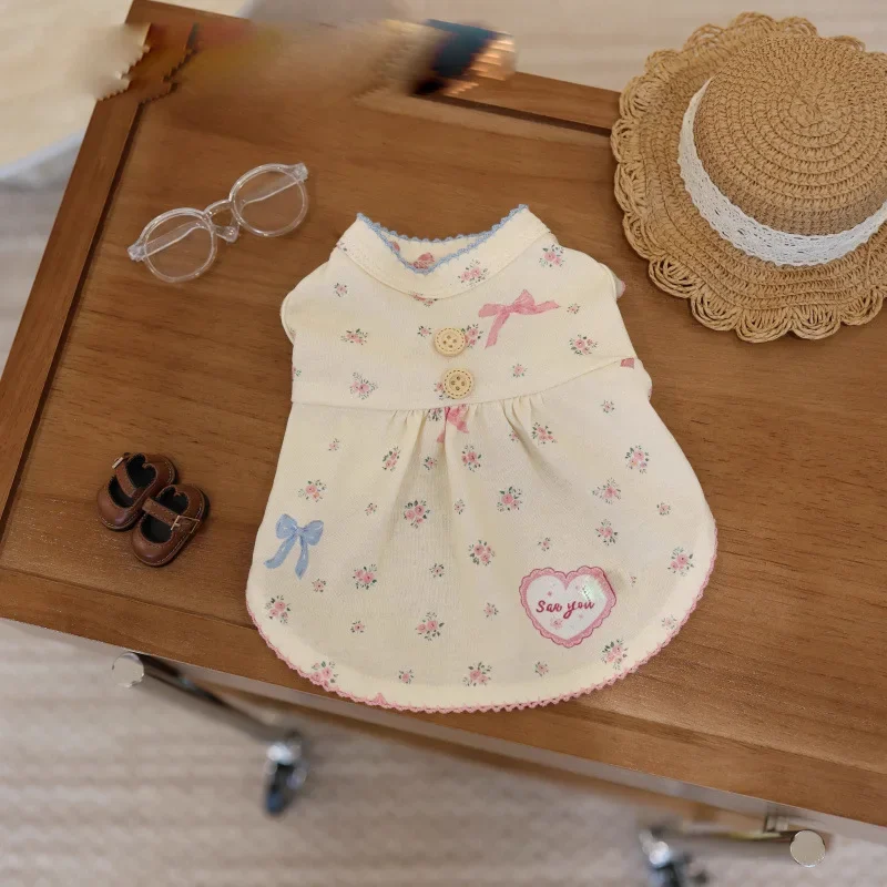 

Pet Summer Dress Cat Fashion Puppy Shirt Floral Tank Top Skirt Home Clothing Cute Teddy Small Dog Clothes Puppy for Small Dogs