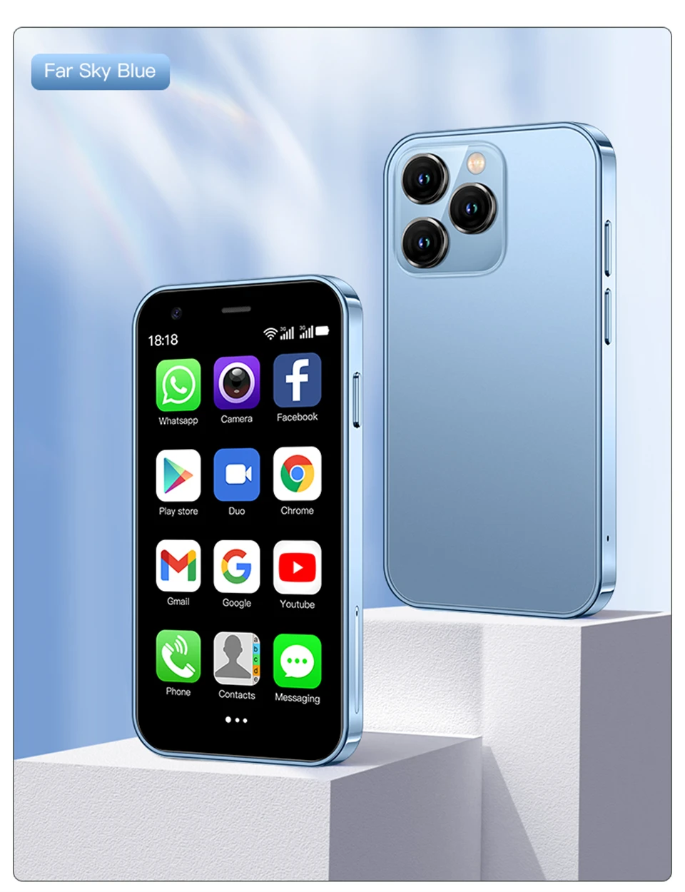 SOYES XS15 3G Mini Smartphone MTK 3.0inch 2GB RAM 16GB ROM Dual SIM Card 2MP 900mAh WCDMA Android Pocket Small CellPhone
