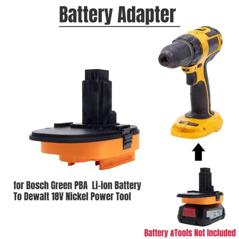 

Batteries Converter Adapter For Bosch Green PBA battery to Dewalt 18V Nickel Cordless Tool ﻿Adaptor (without battery and too)