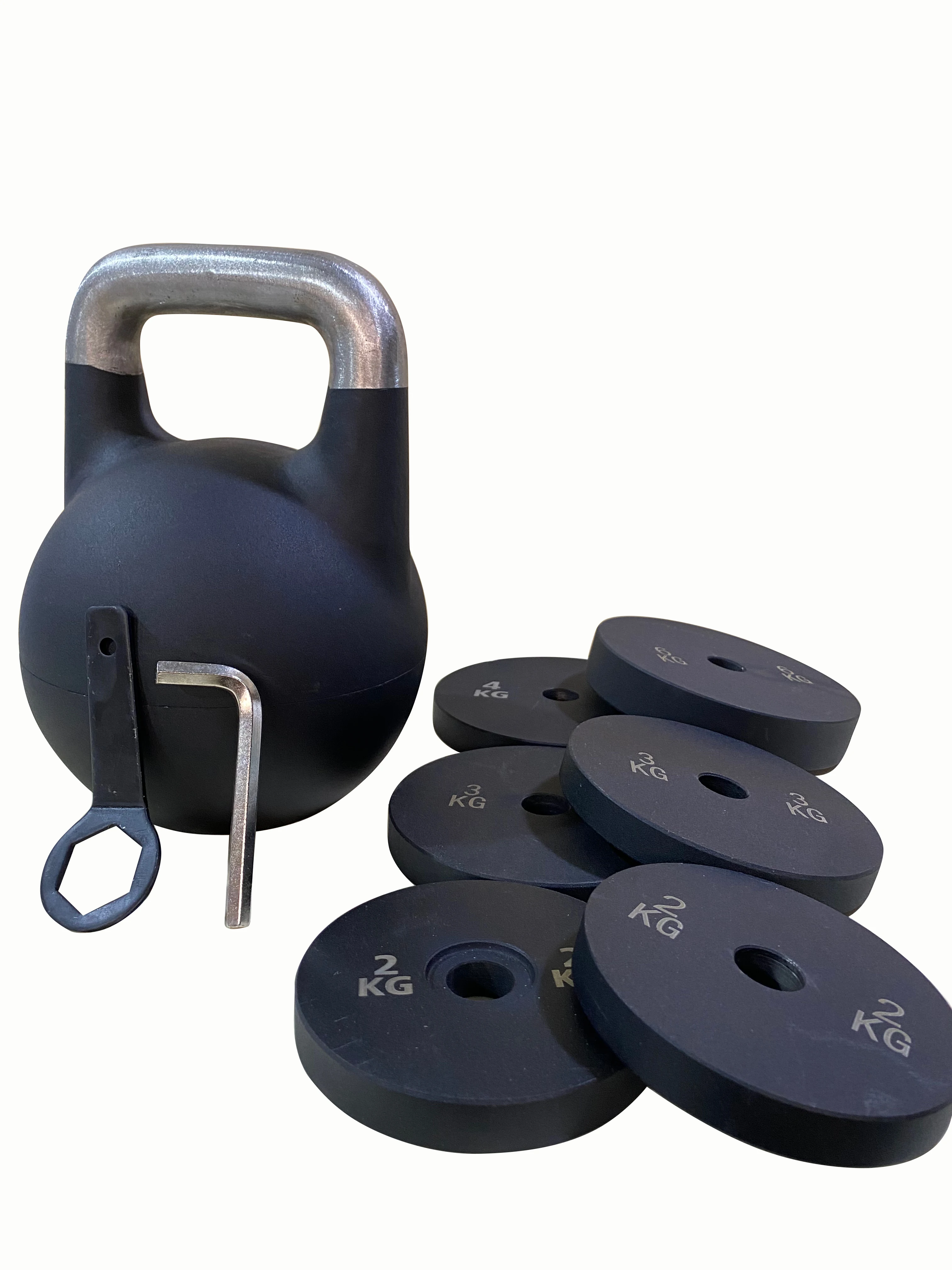 Hot Sale Powder Coated Adjustable Kettlebell Fitness Equipment for Gym Use 32KG Adjustable Cast Steel Kettlebell