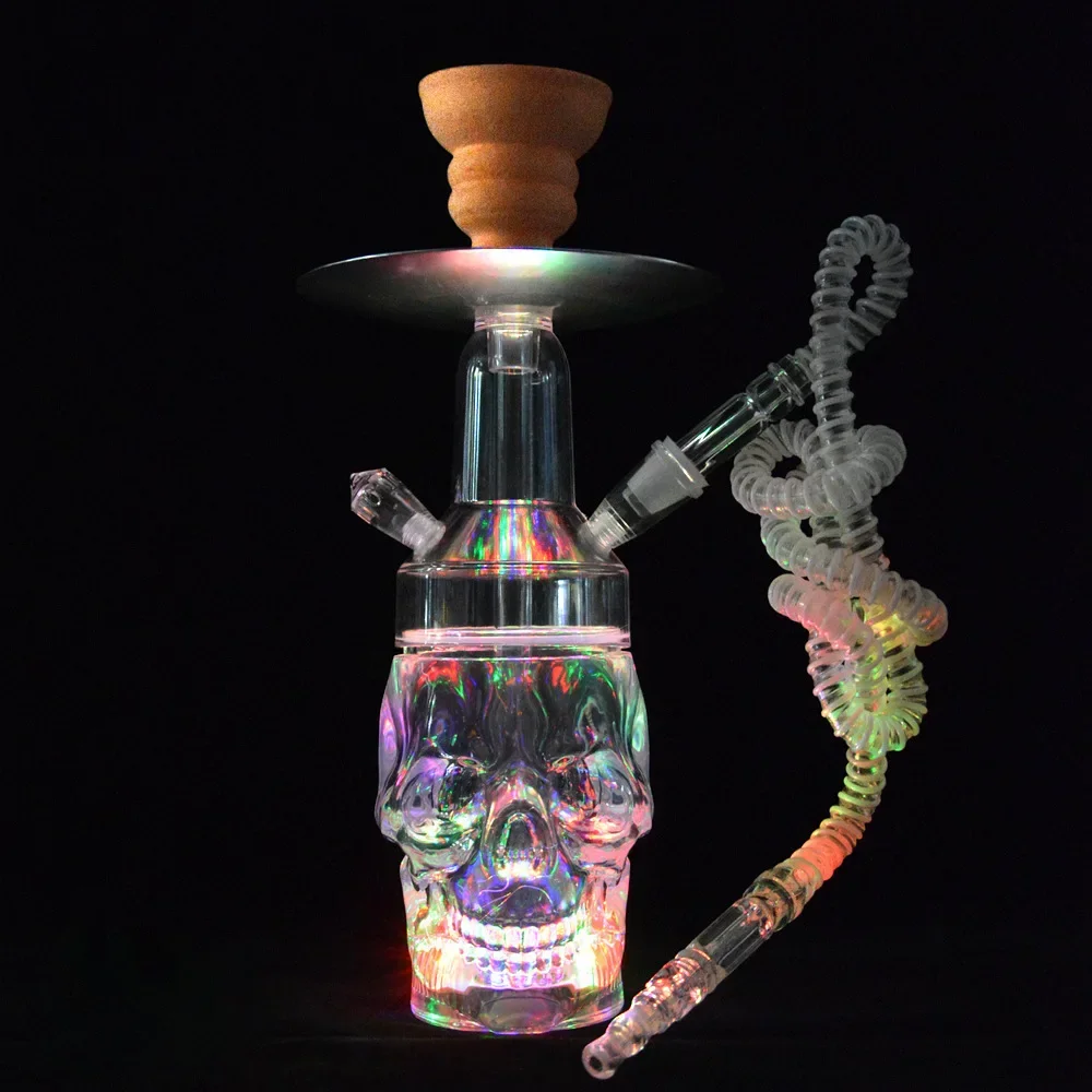 Skull Shisha Hookah Set Hookah Silicone Hose With LED Light Charcoal Bowl Coal Tongs Water Pipe Narguile Chicha Shisha Hookah