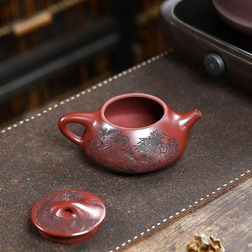 Yixing Zisha Teapot Original Mineral Dragon Blood Sand Songhe Yannian Stone Ladle 290Ml Handmade Kung Fu Brewing Pot High-End