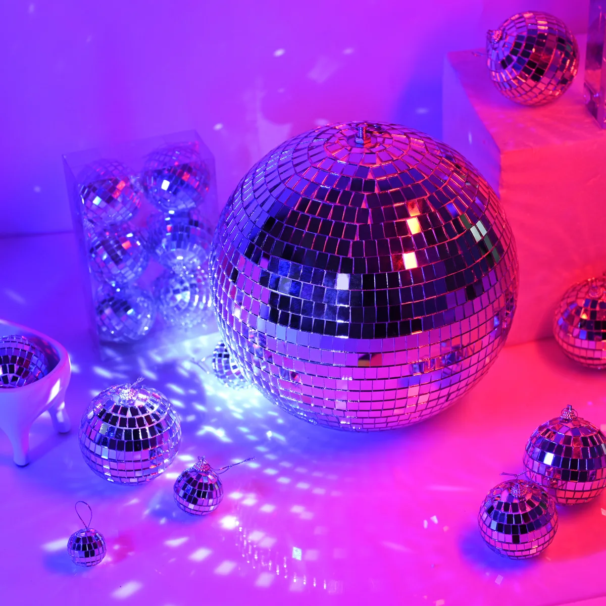 Reflective Disco Ball Mirror Ball, Rotating Mirror Ball Light, Christmas Party and Wedding, 10 cm, 15 cm, 20cm