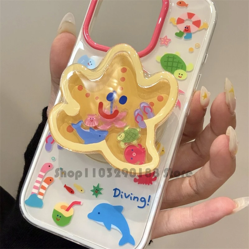 Supporto magnetico coreano carino Shake Starfish Grip Tok Griptok Supporto per supporto per telefono per iPhone 16 per Pad Magsafe Smart Tok