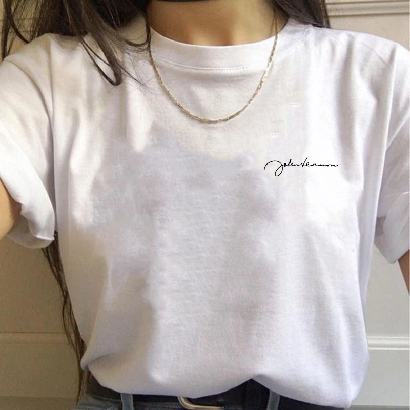 Simple Cute Women t shirt Summer Oversized t-shirt Funny Pocket Cartoons Print tshirts Casual Short sleeve O-neck Tops Tees