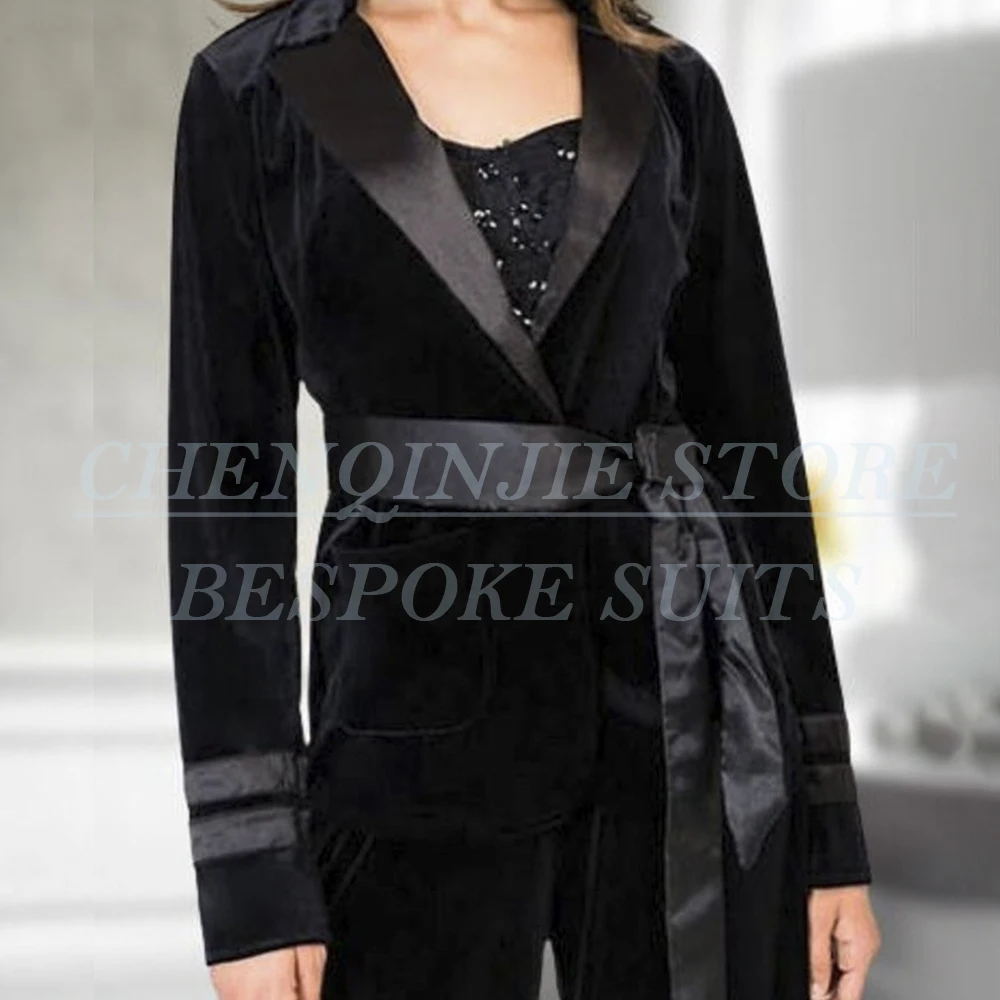 

Luxury Black Women's Suits Blazer Formal Occasion Slim Fit 2 Piece Jacket Pants Outfits High Quality Female Clothing Blazer