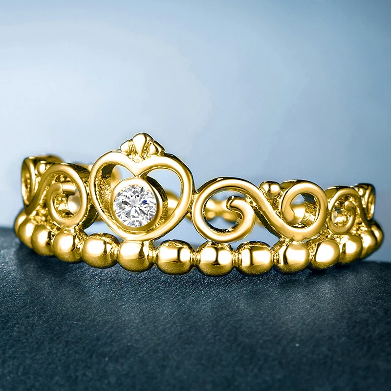 Huitan Krone Design Frauen Ringe Ewigkeit Verlobung Hochzeit Accessoires Gold Farbe/Silber Farbe trend igen Schmuck Drop Shipping