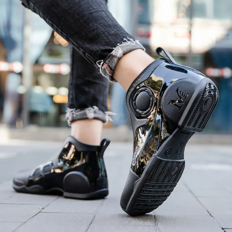 

Обычные черные мужские туфли в стиле ретро, весенне-осенние черные мужские туфли из ПВХ, водонепроницаемые водные подростковые резиновые сапоги высокого качества для мужчин