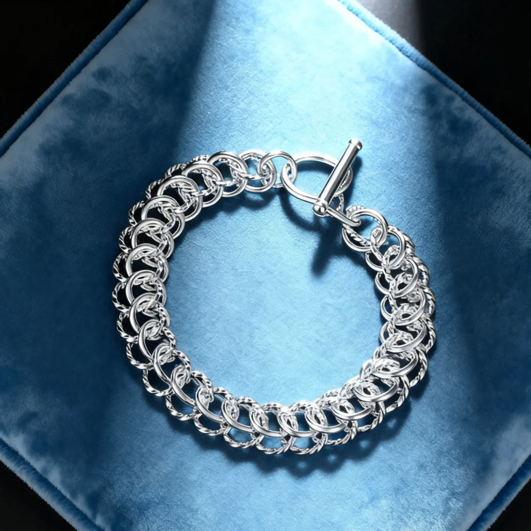 925 Sterling Silver Exquisite Bracelets Fashion Beautiful for Women Lady Wedding accessories Refined Geometry Jewelry Wholesale