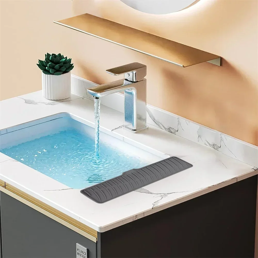 

Kitchen Sink Splash Guard-Silicone Draining Mat Around Tap Draining Pad Behind Faucet with Drip Catcher Protector Mat stylos
