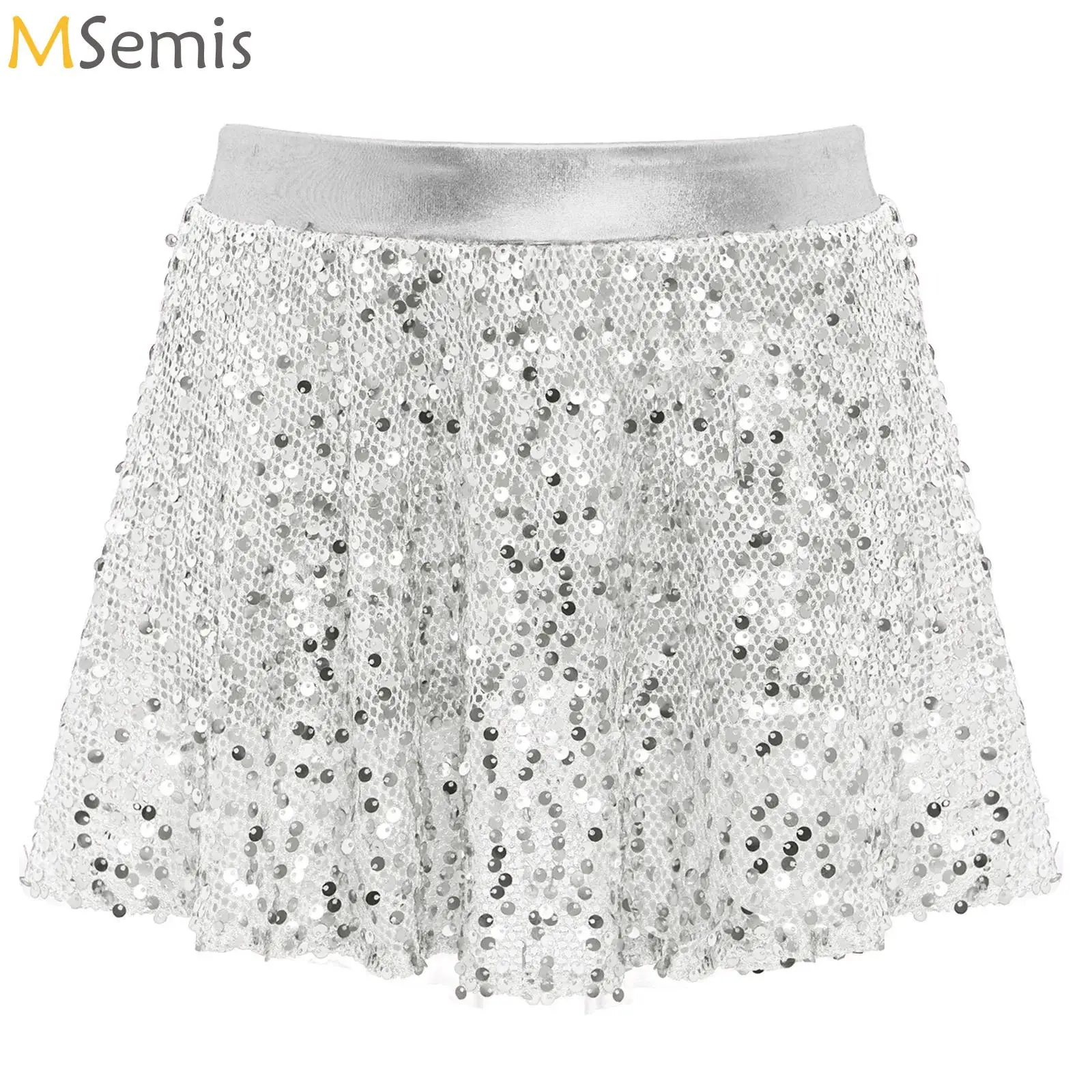 

Kids Girls Sequins Ballet Leotard Dancewear Skirts Solid Color Shorts Skirt Professional Ballerina Practice Dance Stage Costume