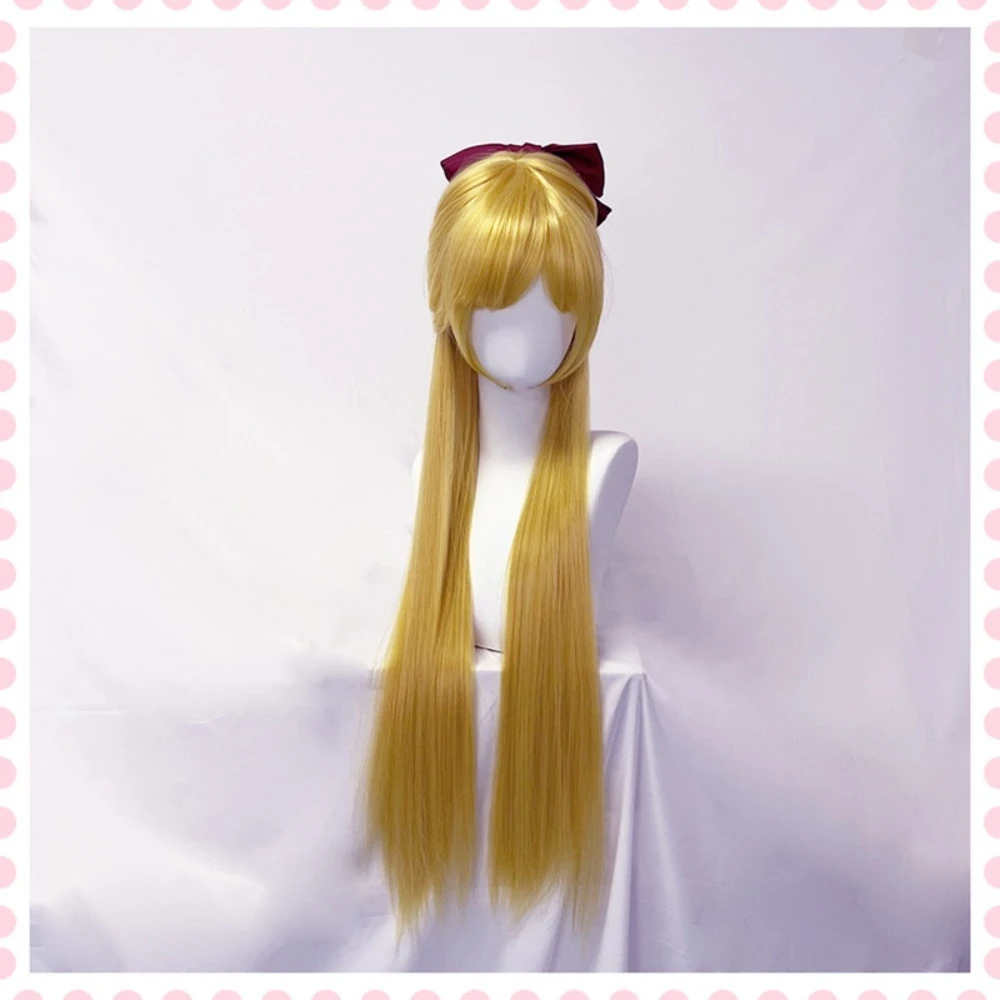 Perruque de cosplay blonde longue et droite pour cheveux de marin Venus Minako Aino Anime