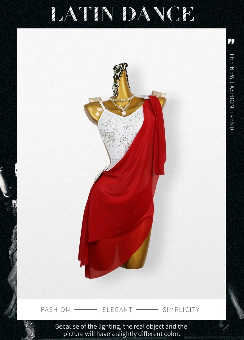 Lateinamerikanisches Tanzkleid, Sport-Party-Kostüm, Mädchen-Cabaret-Anzug, Ballkleid mit Fransen, elegante Damen-Wettbewerbskleidung, sexy Abendkleidung – Detail 2