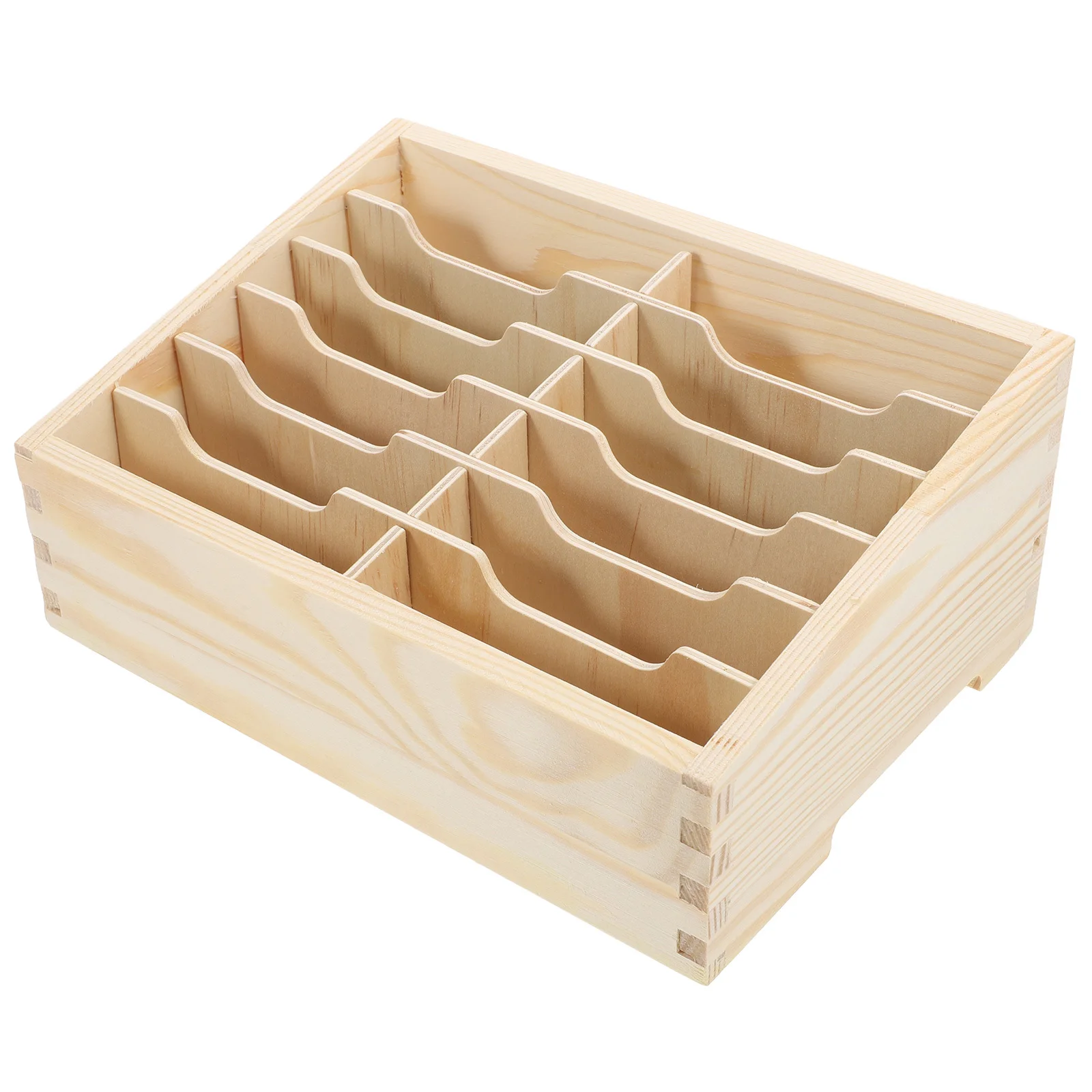 

1pc 12 Grids Cell Phone Storage Box Wooden Desktop Organizer For Mobile Phones Calculators Office Meeting Room Holder