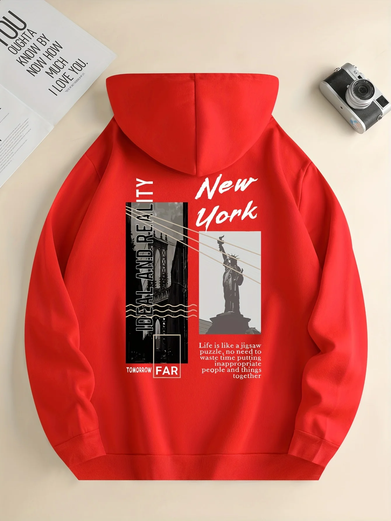 New York City Picture Printed Hoodies Street Fashion Women Sweatshirts Fleece Soft Pullover Crewneck Loose Female Tops Clothes