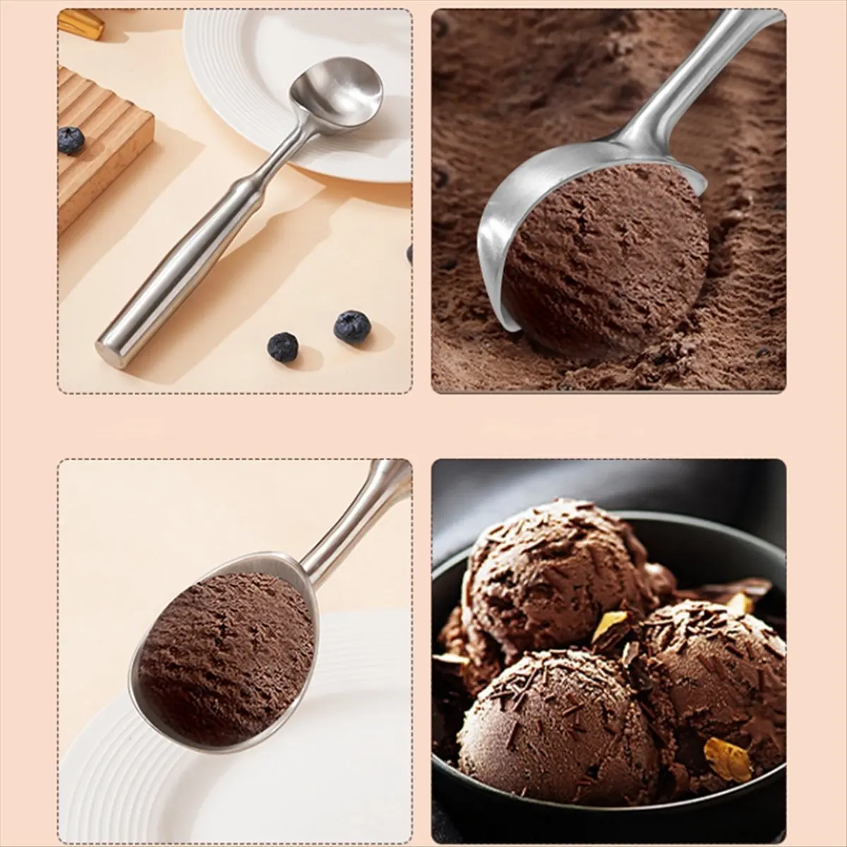 

ABPP 304 Stainless Steel Ice Cream Scoop Self-Dispensing Ice Cream Scoop Melon Baller Fruit Scoop Watermelon Scoop