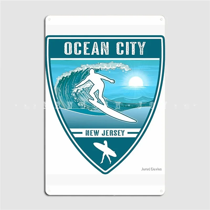 Surf Ocean City New Jersey Poster Metal Plaque Wall Cave Party Funny Mural Painting Tin Sign Poster
