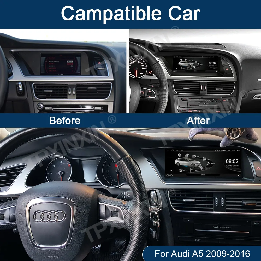 8 الأساسية نظام أندرويد 11 شاشة عرض السيارة لأودي A5 09-16 واي فاي 4G سيم BT لتحديد المواقع نافي اللمس مشغل ستيريو كاربلاي
