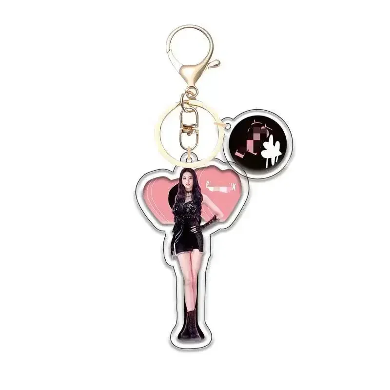 KPOP Girl Group Keychain Cute Cartoon Figure Rose Pendant Car Key Rings Pink Charm Keychains Jewelry for Fans Gift