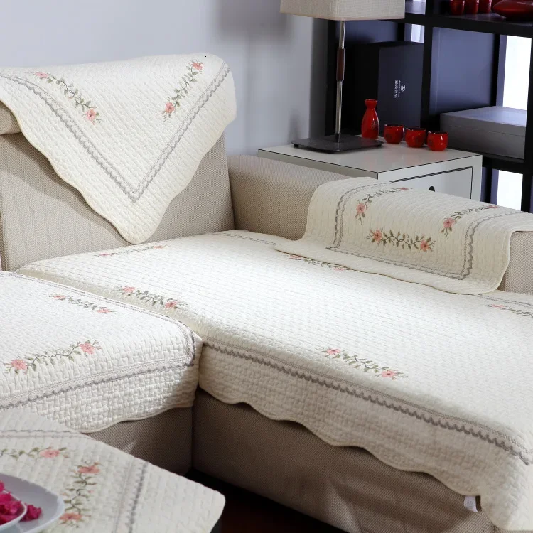 Northern Europe Embroidered Cotton  Fabric Sectional Sofa Cover Sofa Towel Home Decoration