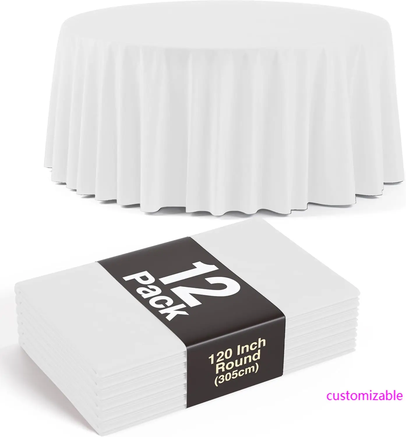 

12 упаковок белой пластиковой скатерти - 120-дюймовая круглая одноразовая скатерть для вечеринок - круглая скатерть