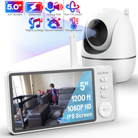 5 Inch Video Baby Monitor 720P With Pan Tilt Zoom Surveillance Baby Camera Two Way Intercom Auto Night Vision Babe Nanny Monitor