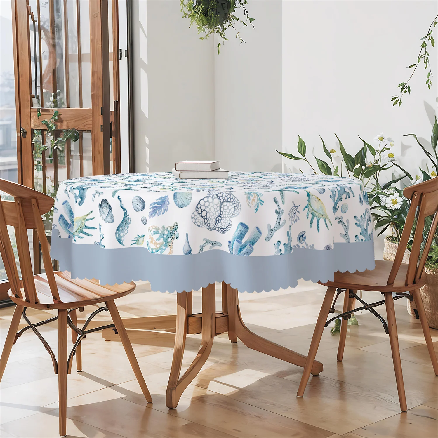 Blue Ocean Coral Sea Star Four Seasons Tablecloth - 1 Pack for Party Decoration
