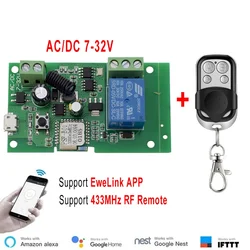 Ewelink RF 433mhz WIFI Switch Module AC/DC 7-32V 1 Channel Wireless Relay Smart Life APP Remote Control Alexa Googole Home